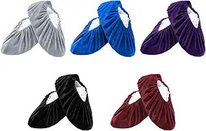 Non Slip Shoe Covers for Indoors, 5 Pairs Reusable Washable Cloth Shoe Covers for Home & Bowling, One Size Fits Most Men Women (Multicolor)