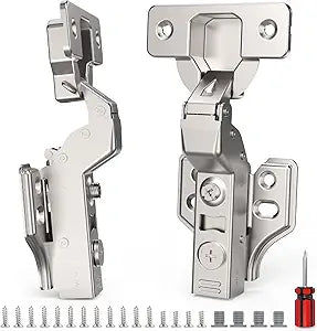 20 Pack Frameless Inset Soft Close Cabinet Hinges Clip on, 3D Adjustable European Cabinet Door Hinge, Self Close Hinge for Kitchen Cabinets, 45~110 Open Angle