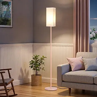 64.6" Floor Lamp, Pole Lamp with Foot Switch, Modern Standing Lamp Shade, Minimalist Freestanding Lamp (Bulb Not Included), for Living Room, Bedroom Office ETL Listed,Pink and Beige PE07LD05