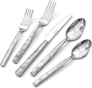 KINGSTONE Silverware Set, 40-Piece 18/10 Stainless Steel Brushed Handle Flatware Cutlery Set, for Kitchen, Home, Party, Wedding Gift, Rust Resistant and Dishwasher Safe