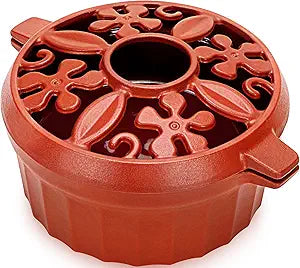 G GOOD GAIN Wood Stove Steamer - Cast Iron Round Bowl Fire Place Stove Humidifier Pot with Large Opening Top for Home Heating Decorative | Matte Finish & 2.7 Quart, OrangeRed