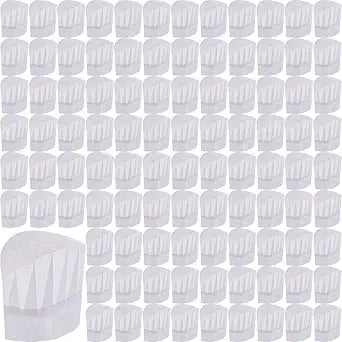 Handepo White Chef Hats Kids Adjustable Kitchen Cooking Chef Cap Non-Woven Fabric Hats Kitchen Baker Caps for Party Home