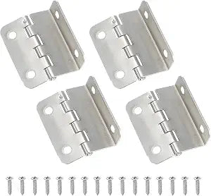 MECCANIXITY Tri Fold Hinge, Vintage Half-Surface Hinges Small Semi-Concealed Three Folding Retro Decorative Chest Hinges Hardware with Screw for Cabinet Box Window Silver Pack of 4
