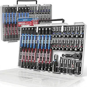 41-Piece Premium 1/4" Drive Magnetic Impact Nut Driver Set Metric & SAE Standard & Deep with Socket Adapters, 2-in-1 Ratchet Wrench, Wing Nut Driver, Universal Sockets, Quick Release Bit Holder