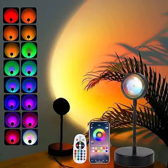 JIMEI Sunset Lamp Projector Led Lights for Bedroom Night Light RGB Lights Sun Sunlight Sunrise Lamp 10w 360 Rotation Mood Lighting Home/Room Decor Gifts for Women,Desktop Multicolor