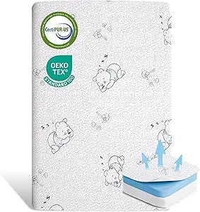Pack and Play Mattress, 38"x26" Breathable Gel Memory Foam Pack N Play Mattresses Pad, Dual-Sided Mattress for Pack n Play with Ultra-Soft Jacquard Cover