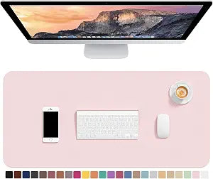 Hsurbtra Desk Pad, 30" x 14" PU Leather Desk Mat, XL Extended Mouse Pad, Waterproof Desktop Blotter Protector, Non-Slip Ultra Thin Large Laptop Keyboard Writing Mat for Office Home, Pink