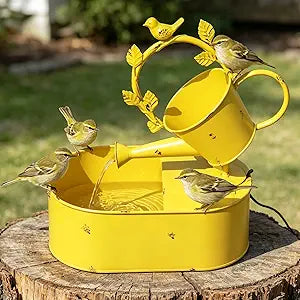 Metal Solar Water Fountain with Backup Battery,Outdoor Bird Bath Fountain,Solar Fountain Bird Bath for Garden, Patio & Yard Decor,Solar Powered Water Fountain Working at Night for at Least 6 Hours