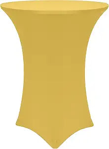 Ultimate Textile -5 Pack- 24-Inch Round Cocktail Spandex Fitted Stretch Elastic Tablecloth - Fits 42" High Tables, Gold