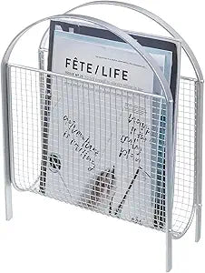 MyGift Magazine Rack, Floor Freestanding Magazine Holder for Bathroom Bedroom Office, Books Newspapers File Mail Organizer, Mid Century Modern Decor Wire Storage for Tablets and Documents