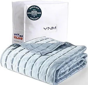 YnM Cooling Weighted Blanket for Adults, 15lbs Heavy Bed Throw Comforter with 100% PE Fabric, Ideal for Hot Sleepers or Summer Days(48x72 Inches for Twin/Full Bed, 15 Pounds,Blue)