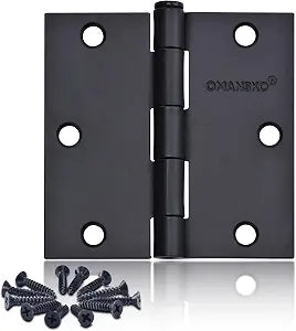 18 Pack Black Door Hinges, 3.5 x 3.5 Inch Black Hinges for Interior Doors 3 1/2 Inch Hinges for Residential Doors, Square Corners Interior Door Hinges for Standard Flat/Bedroom