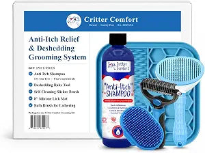 Anti-Itch & Deshedding Dog Groom Kit, 1% Tea Tree Shampoo, 5 Piece Gift Set | Helps reduce itching, dandruff and shedding while leaving coats cleaner, shiny and smelling great for a happier dogand you.