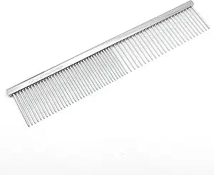 Chris Christensen 000 7.5 in. Greyhound Style Fine/Coarse Colored Butter Comb, Groom Like a Professional, Rounded Corners Prevent Friction and Breakage, Solid Brass with Steel Teeth, Chrome Finish
