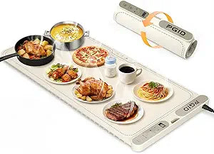 Warming Mat for Food Extra Large 32 x 15 Inch - Electric Food Warming Mat for Countertop, Roll Up Portable Warming Tray with 7 Temperature & 8 Timer Settings and Child Lock