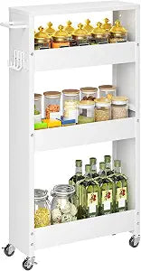 XYZLVSI Slim Storage Cart, Narrow Kitchen Rolling Cart for Small Spaces