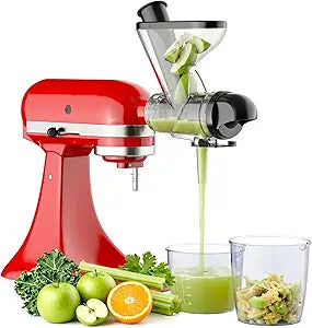 FOCOllK Masticating Juicer Attachment for KitchenAid Stand Mixer - Cold Press Dual Feed Chute Accessory, Slow Juicing Parts for Fruits & Vegetables