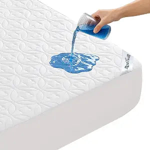 Waterproof Mattress Protector Queen, Noiseless Mattress Pad with Deep Pocket Up to 21, Washable Soft Breathable Fabric Mattress Cover for Home, Bedroom, Hotel Bed