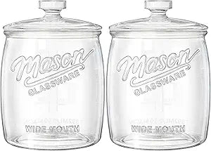 2 Pack Cookie Jar, Half Gallon Glass Jar with Airtight Lids for Cookies, Candy, Flour, Dog Treats, Coffee, Laundry Room Storage & Pantry, Wide Mouth Mason Jar for Sourdough Starter
