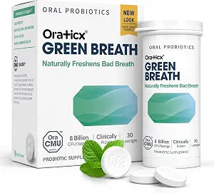 OraTicx Green Breath Oral Probiotics, Fresh Breath, Mint Flavor, 30ct 1-PK
