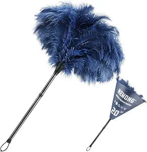 20 Inch Ostrich Feather Duster with Bamboo Handle, Navy Blue