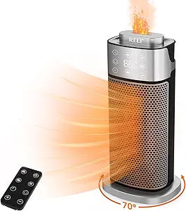 RELF 1500W PTC Ceramic Space Heater with Humidifier - 70┬░ Oscillation, Remote Control, ECO Mode, Timer, and Tip-Over Protection - Quiet and Efficient for Home or Office