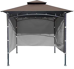 3PCS Grill Gazebo Replacement Canopy Sidewall, 5x8 Outdoor Waterproof BBQ Gazebo Canopy Sunwall for Backyard, Garden and Yard, Sidewall ONLY, Grey
