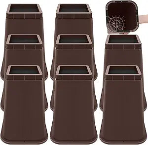 Bed Risers Heavy Duty, Adjustable Furniture Risers 8 inch, Non Slip Lift Supports for Beds/Couches/Sofas, Durable Square Design with Creates Storage Space (Brown 9 Pack, 8 Inch)