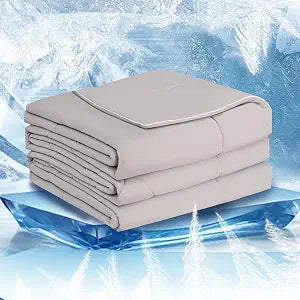 Grey Cooling Comforter Queen Size(90"x90"),Double Sided Cooling Comforter Absorb Body Heat to Keep Cool,Cooling Blankets for Hot Sleepers and Night Sweats,Q-Max>0.5,Breathable&Lightweight Duvet Insert