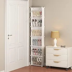 MAGINELS 6-Tier Slim Shoe Storage,Narrow Shoes Rack,Hidden Closet Organizer for Small Spaces,Tall shelf for Wall Behind Door,Entryway,White