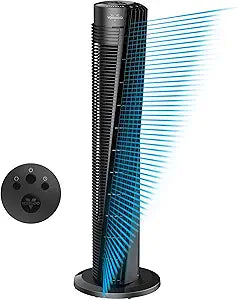 Vornado OSC84 41" Whole Room Oscillating Tower Fan, Remote Control, 70-Degree Oscillation, Quiet Operation, 4 Speed Settings, 8-Hour Timer, Powerful Air Circulation, Black