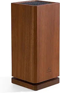 360 Rotating Magnetic Knife Block without Knivies, Acacia Wood Knife Holder with Removable Bristles, Large Capacity Knife Storage Organizer for Kitchen Countertop