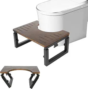 Bamboo Toilet Stool Squat, 7", 8", 9" Adjustable Height