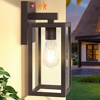 Upgraded Motion Sensor Outdoor Wall Light, 13 Dusk to Dawn Porch Light Outdoor Wall Sconce Lantern, 3 Lighting Modes Exterior Lighting Fixture Wall Mount, Outside Light for House Garage Patio, Brown