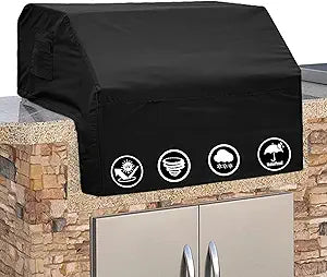 Covers & All Built-in Grill Cover for Outdoor Grill  Heavy Duty 12 oz Waterproof Built-in BBQ Grill Cover, PVC-Coated Polyester with Elastic Hem for Snug Fit (44 x 27 x 26 inches, Black)