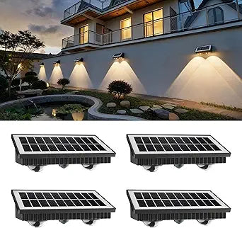JJX Solar Lights Outdoor, 4 Pack Solar Wall Lights Outdoor Waterproof with 3000K/4500K/8500K Adjustable, Solar Sconce Lights Outdoor for Porch Patio Yard Garage