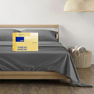 Thread Spread Egyptian Cotton Sheets King Size - Luxury 600 Series King Size Sheets Set (4 PC, Dark Grey), 16" Deep Pocket All Around Elastic, Soft, Cooling, Sateen Weave, Durable Hotel Bed Sheet Sets