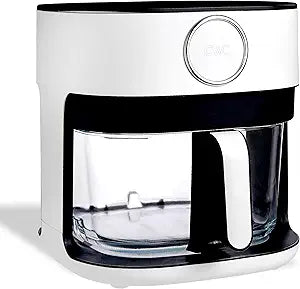 COOK WITH COLOR 1400W 5.5Qt Digital Kitchen Air Fryer with Glass Basket, 8 Presets Healthy Cooking Options, Bake, Fry, Reheat, 60-Min Timer, Adjustable Temperature Control 175F400F, Linen White