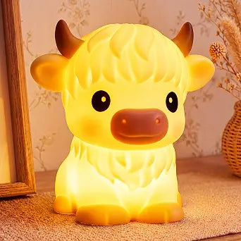 Mewaii Highland Cow Gifts & Decor, Squishy Night Light for Kids, BPA-Free