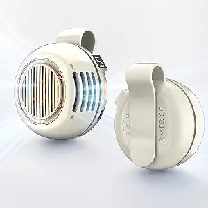 Portable Clip on Fan, Bladeless Waist Clip Fan with 5 Speeds, USB-C Rechargeable Mini Quiet Fan, LED Display, 1000mAh Battery, 82g Lightweight, Up to 6 Hours for Outdoor Office Travel Sports, Beige