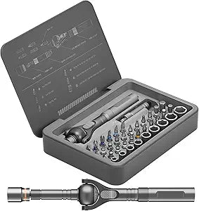 BoxedHome 40 in 1 Magnetic Ratchet Screwdriver Set, Multi Bit Screwdriver Kit with 180 Adjustable Handle, S2 Bits and CR-V Socket Sets, Portable Tools for Computer, Electronics, Bike and Home Repair