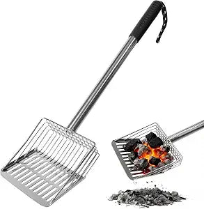 Metal Ash Sifter Shovel for Fireplace Fire Pit Grill 19.3" Long Coal Shovel