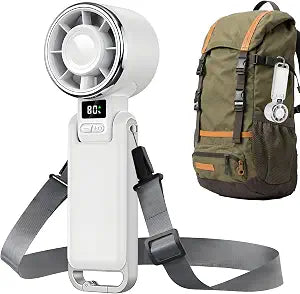 Portable Handheld Fan, High Speed Turbo Fan with 100 Gear, Up to 12 Hours Rechargeable Battery, 3 IN 1 Hand Fan, Mini Personal Fans for Travel, Beach, Outdoor - White