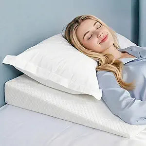 Wedge Pillow, 5 inch Bed Wedge Pillow for Sleeping, Snoring, Back Support, After Surgery, Removable Washable Cover (White)