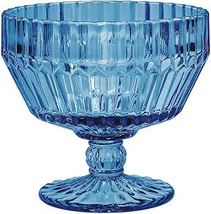 Fortessa Archie Glass, 10 Ounce Footed Dessert Bowl (Set of 6), Cornflower Blue