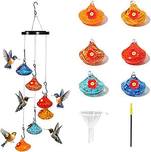 SUQ I OME Charming Wind Chimes Hummingbird feeders for Outdoors Hanging ant and bee Proof,Hummingbird Feeder Gift for Women People,Multicolor