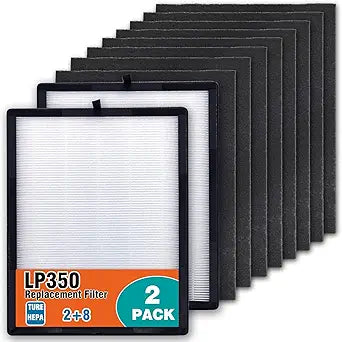 2-pack LP350 Replacement HEPA Filter∩╝2 True HEPA & 8 Pre-Filters Set∩╝Compatible with livepure LP350TH/LP350THP Air Purifiers, fits LP-HF350/LP-PF900