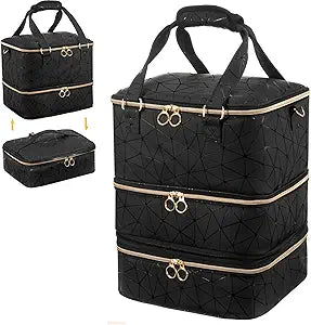 Uross Nail Polish Organizer Bag Holds 84 Bottles Nail Polish & Nail Lamp, Gel Nail Polish Organizers and Storage box for Nail Tech, Nail Kit Supplies Organizer Case-Black