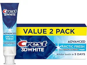Crest Toothpaste 3DWhite Advanced Teeth Whitening, Arctic Fresh, 3.3 oz, Pack of 2