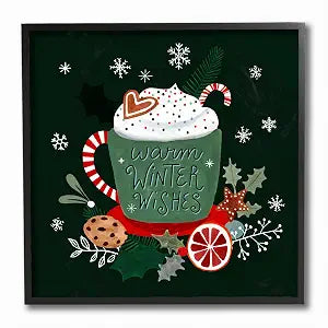 'Warm Winter Wishes Mug Christmas Holiday'| Framed Giclee Art